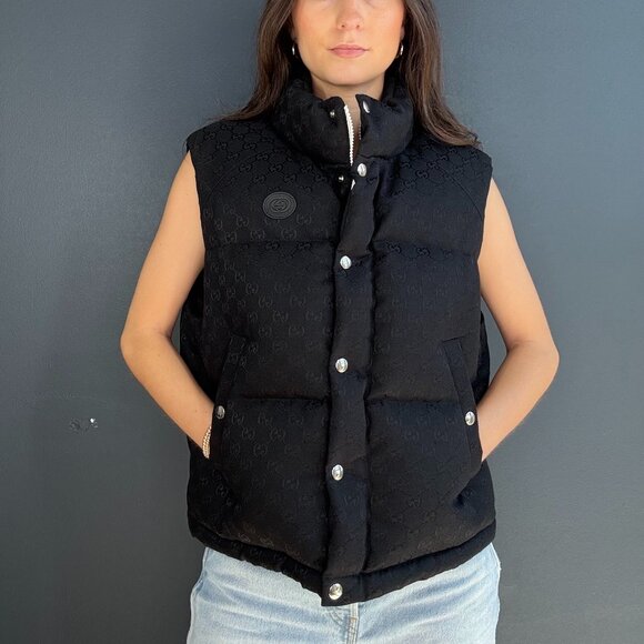 Gucci Black Monogram Puffer Vest - Picture 1 of 6